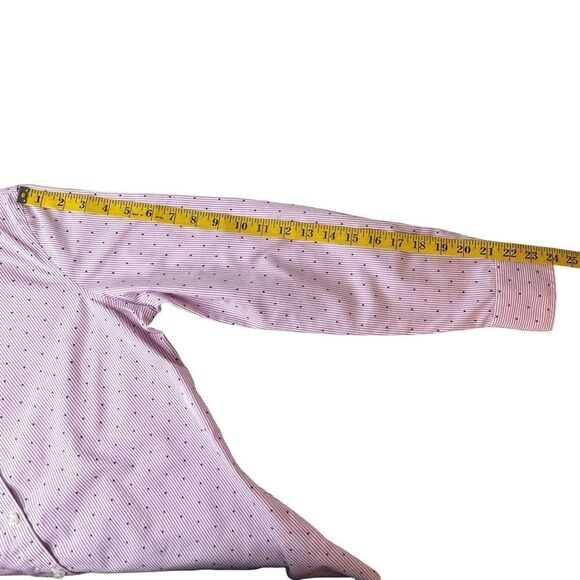 LANDS’ END Pink White Pinstripe Swiss Dot Supima Button Front Shirt Size 6 - Picture 12 of 14